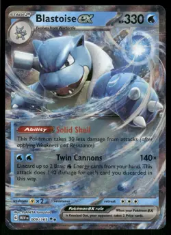 Blastoise ex 009/165 Double Rare 151 Pokemon Holo Near Mint - Image 1