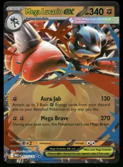 Mega Lucario ex 077/132 Double Rare Mega Evolution Pokemon Holo Near Mint - Image 1