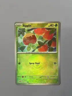 Pokemon Applin Holo Common 009/131 Sv: Prismatic Evolutions 40 HP Master Ball - Image 1