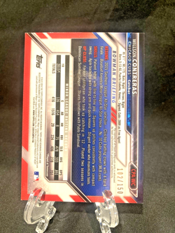 WILLSON CONTRERAS 2016 BOWMAN CHROME BLUE REFRACTOR 1ST AUTO # 102 /150. CUBS - Image 2