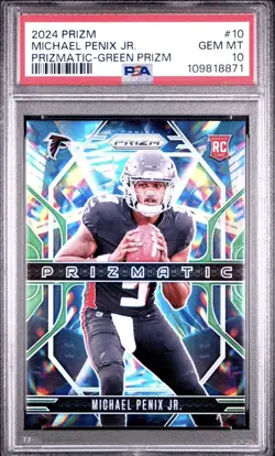 2024 Panini Prizm - Prizmatic Michael Penix Jr. #10 Green Prizm (RC) PSA 10 - Image 1
