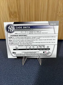 2025 Bowman Chrome Cade Smith 1st Auto, GOLD Shimmer /50, Yankees, #CPA-CS - Image 2