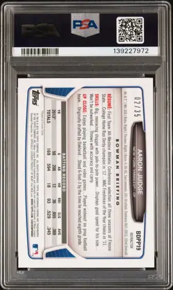 2013 Bowman chrome Aaron Judge Black Refractor /35 PSA 9 - Image 2