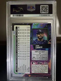 Topps Cosmic Chrome Junior Caminero Rookie Refractor #1 PSA 10 Rays 2024 - Image 2