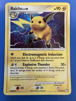 2007 Pokemon Raichu - 15/123 - Mysterious Treasures Holo Card - Image 1