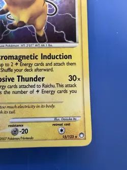 2007 Pokemon Raichu - 15/123 - Mysterious Treasures Holo Card - Image 5