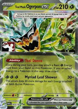 Teal Mask Ogerpon ex Holo Double Rare Prize Pack Series Cards 025/167 NM - Image 1