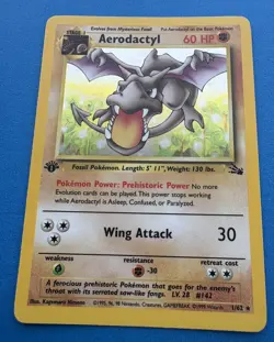 Aerodactyl 1/62 Pokemon Card - Holo Rare - 1st Edition - Fossil 1999 WoTC MINT - Image 1