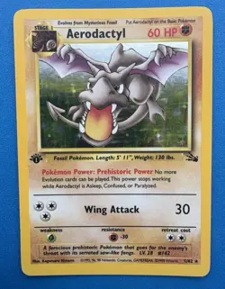 Aerodactyl 1/62 Pokemon Card - Holo Rare - 1st Edition - Fossil 1999 WoTC MINT - Image 2