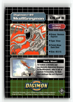 Digimon - Skullgreymon U4 - Foil Chase Card - Upper Deck 1999 - Image 2