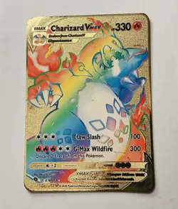 Pokemon Charizard VMAX Gigantamax 330HP Gold Metal Collector Card TCG 🔥🔥🔥 - Image 1