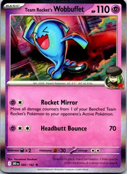 Pokemon Team Rocket's Wobbuffet SV10: Destined Rivals (DRI) Holo 082/182 NM - Image 1