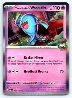 Pokemon SV10: Destined Rivals Team Rocket's Wobbuffet Rare (DRI) Holo 082/182 NM - Image 1