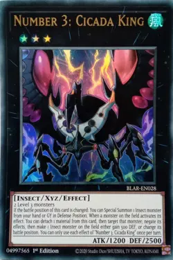 BLAR-EN028 NUMBER 3: CICADA KING ULTRA RARE 1ST EDITION YuGiOh CARD - Image 1