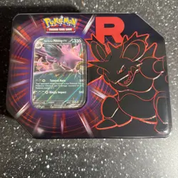Pokemon Cards Destined Rivals Team Rocket Tin Nidoking EX Promo 5 Booster Packs - Image 1