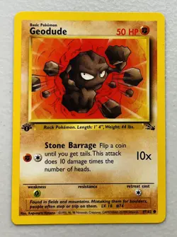 Geodude 47/62 1st Edition Fossil Set Pokemon Card - Image 1