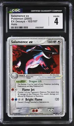 CGC 4 Salamence EX 103/107 Holo EX Deoxys Pokemon Card - Image 1