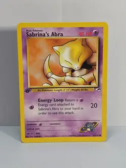 Sabrina's Abra 91/132 1st Edition Common Gym Heroes Pokemon Card 2000 WOTC MP - Image 1