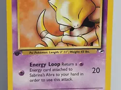 Sabrina's Abra 91/132 1st Edition Common Gym Heroes Pokemon Card 2000 WOTC MP - Image 3