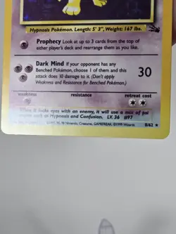 WOTC Pokemon Hypno Fossil Holo Rare English Vintage Card - Image 4