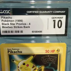 1999 CGC 10 GEM MINT Pikachu # 4 WB Movie WOTC Black Star Promo - Image 2