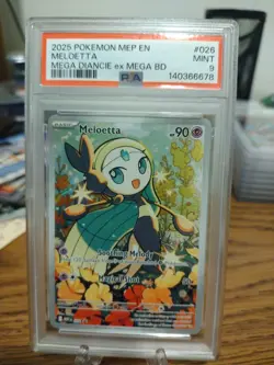 2025 POKEMON MEP EN PROMO MEGA DIANCIE EX MEGA BATTLE DECK #026 MELOETTA PSA 9 - Image 1