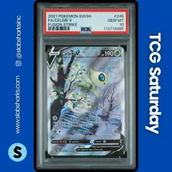 2021 POKEMON SWSH FUSION STRIKE #245/264 CELEBI V ALTERNATE FULL ART PSA 10 - Image 1