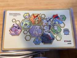 Official Pokemon playmat featuring Mew, Celebi, Jirachi from 2016 National Champ - Image 1