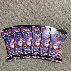 Pokemon TCG Sword & Shield Fusion Strike SLEEVED booster packs sealed lot of 6 - Image 1