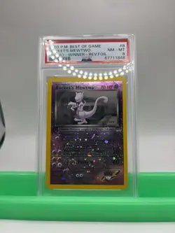 Pokemon Mewtwo 2003 Rockets Winner Reverse Holo #8 PSA 8 💫 Swirled low pop - Image 2