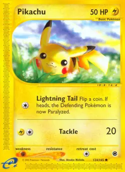 Pikachu - 124/165 - Common LP, English Pokemon Expedition - Image 1