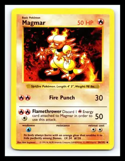 💥 MAGMAR | Pokemon TCG 1999 | (Shadowless Set) Non Holo Vintage # 36/102 - Image 1