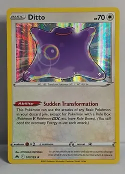 Ditto 107/159 Crown Zenith Holo Rare Holofoil Near Mint - LP Pokemon TCG - Image 1