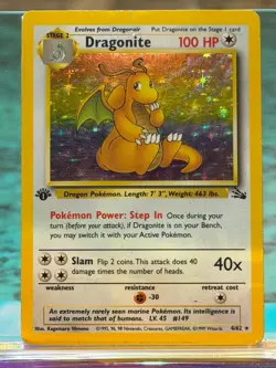 Dragonite 4/62 - Rare Fossil Holo 1st Edition - Pokemon TCG - Moderately Played - Image 1