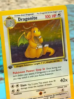 Dragonite 4/62 - Rare Fossil Holo 1st Edition - Pokemon TCG - Moderately Played - Image 3