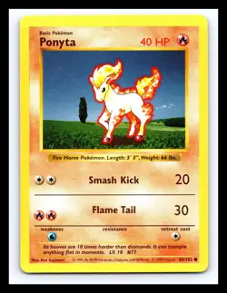 💥 Ponyta | Pokemon TCG 1999 | (Shadowless Set) Non Holo Vintage # 60/102 - Image 1