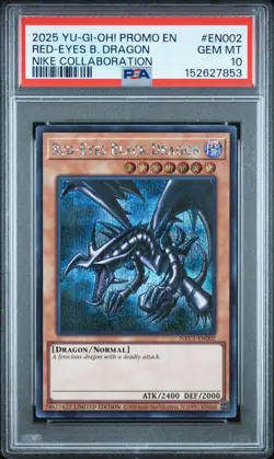 2025 YU-GI-OH! NIKE COLLABORATION PROMO #EN002 RED-EYES BLACK DRAGON PSA 10 - Image 1