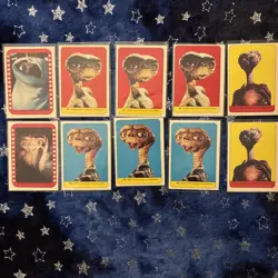 10 Sleeved Vintage 1982 ET Picture Topps Sticker Card Lot -Near Mint - Image 1