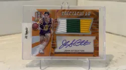 2015/16 Panini Spectra John Stockton On Card Auto Game Worn Patch /25 Orange - Image 1