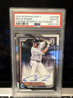 Bryce Rainer 2024 1st Bowman Draft Chrome Autograph PSA GEM MINT 10 - Image 1