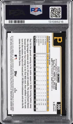 2025 TOPPS CHROME SAPPHIRE GOLD #300 PAUL SKENES 44/50 PSA 10 - Image 2