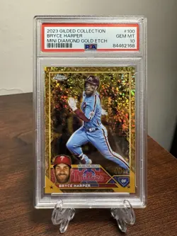 2023 Topps Gilded Mini Diamond Gold Etch #100 BRYCE HARPER /50 PSA 10 - Image 1