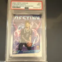 2024-25 Topps Chrome Destiny Stephon Castle RC White Geometric /10 PSA 9 Spurs - Image 1