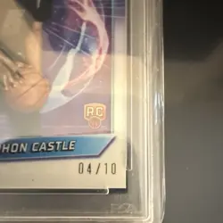 2024-25 Topps Chrome Destiny Stephon Castle RC White Geometric /10 PSA 9 Spurs - Image 2