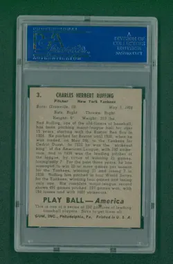 1939 Play Ball Baseball Card - #3 Red Ruffing, PSA 6 EXMT - Image 2