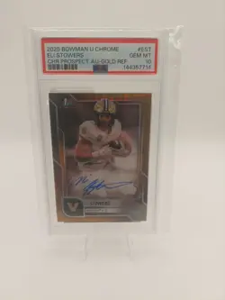 Eli Stowers Gold Refractor 1ST ROOKIE AUTO /50 PSA 10 2025 Bowman Chrome U Pop 1 - Image 1