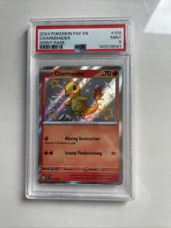 Pokemon TCG Charmander Holo Card Paldean Fates 109/091. Graded PSA 9. - Image 1