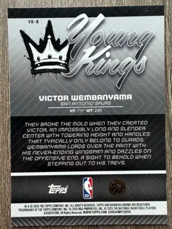 Victor Wembanyama 2025-26 Bowman Chrome #YK-8 Young Kings San Antonio Spurs - Image 2