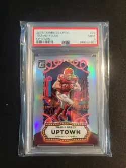 2025 PANINI DONRUSS OPTIC UPTOWN #22 TRAVIS KELCE PSA 9 - Image 1
