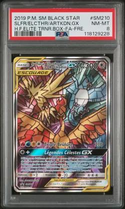 Carte Pokemon Sulfura, Electhor et Artikodin GX SM210 PSA 8 Promo Soleil Lune - Image 1
